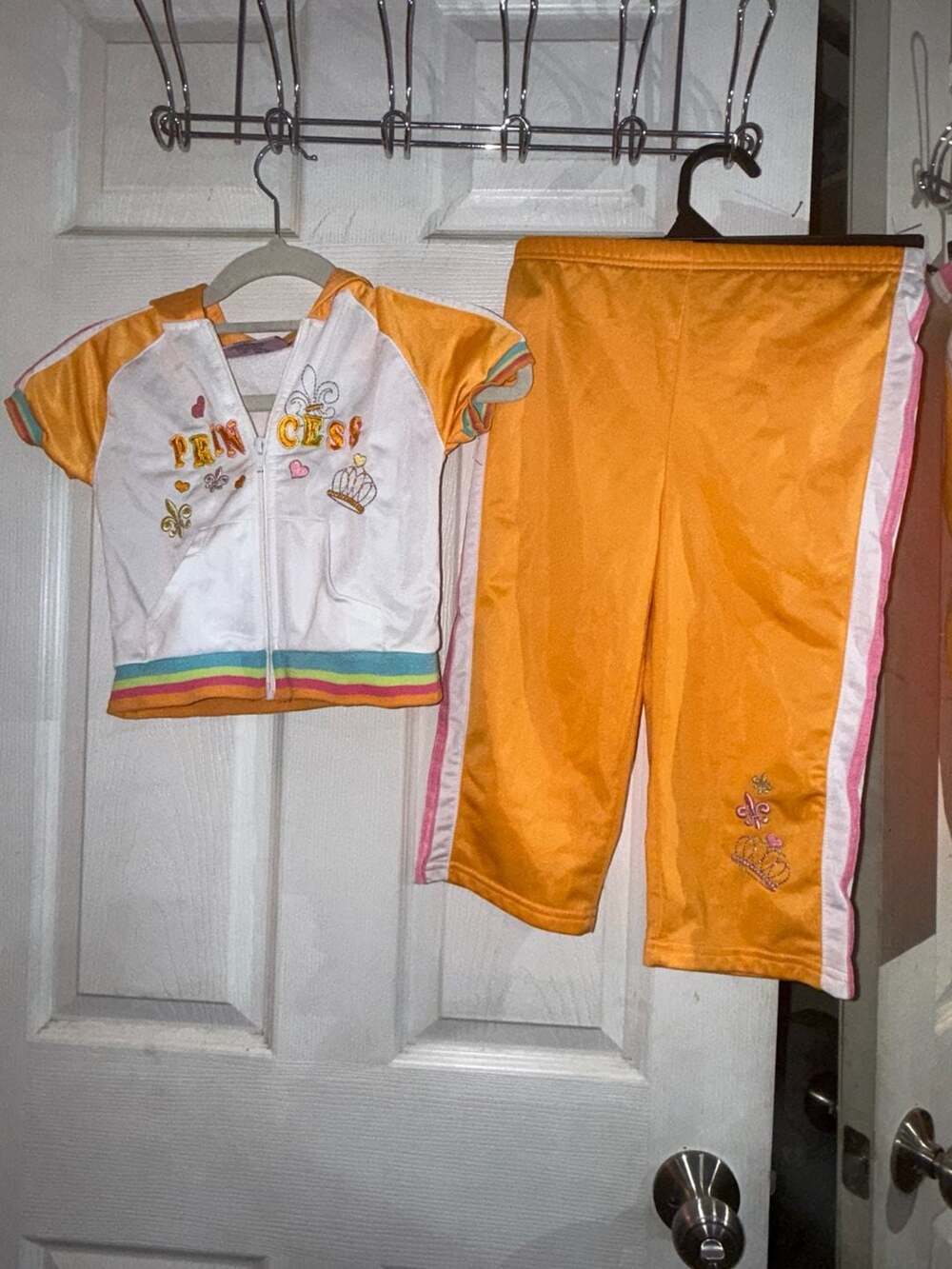 2B Real Princess Tracksuit Size 4T Orange White Short Sleeve